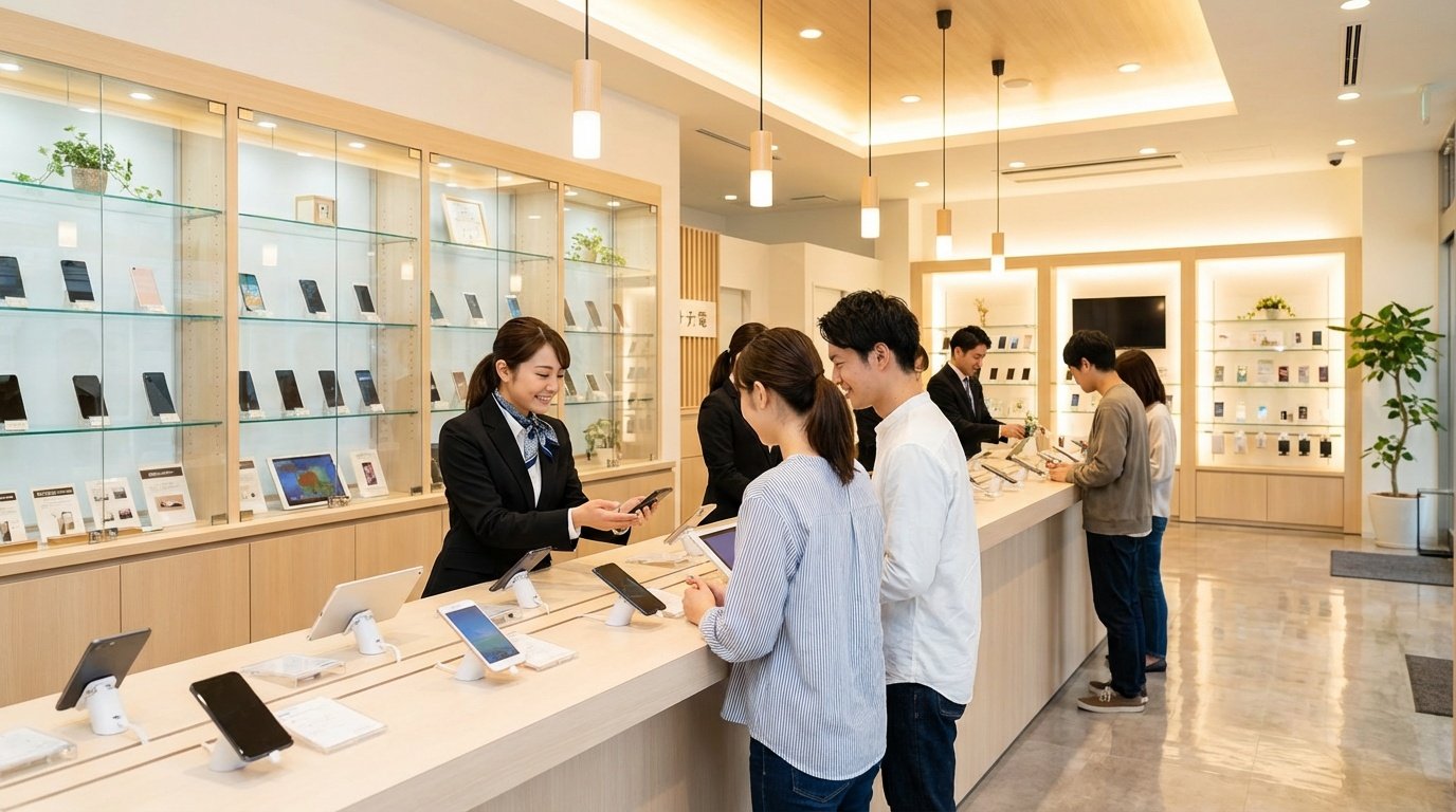 店舗カウンターでの接客対応の様子